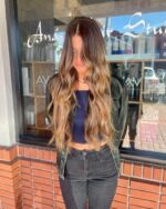 Say hello to fabulous hair!  Lindsay created this stunning balayage with all over color. Swipe for before. #HairEnvy #SalonMagic #temeculasalon #temeculahair #anasahairstudio