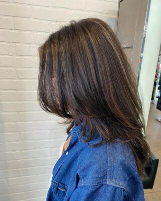 Caramel highlights that steal the show! Lisa crafted this gorgeous look with a fresh haircut and blow-dry. Book your appointment today and let your hair do the talking! #HairMagic #SalonExperience #GorgeousHair #temeculasalon #temeculahair #anasahairstudio