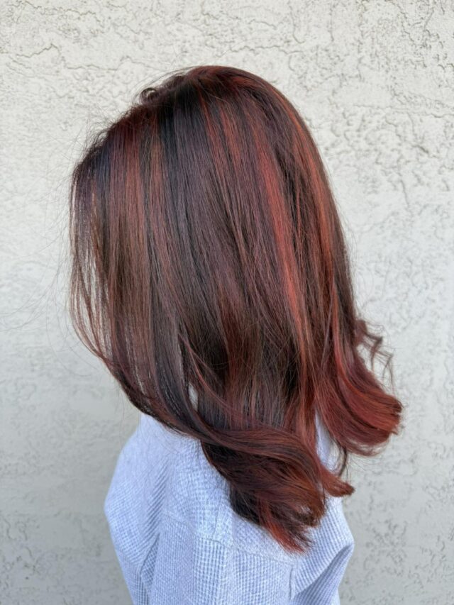Red lights, big energy. Marley used the air balayage technique to paint these fiery red ribbons through a deep brunette base and the result is absolutely magnetic. Fresh cut, flawless blow dry and a color that commands attention in every room. This is the boldest version of brunette. Swipe for before.
#anasahairstudio #temeculasalon #temeculahair #airbalayage #redhighlights #boldhair #brunettewithpizazz