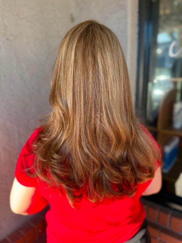 Golden warmth from root to tip. Marley wove highlights throughout, cut for shape, then blew it out into a sleek, glossy finish that flows with every movement. Fresh color and a fresh cut coming together perfectly.

#anasahairstudio #temeculasalon #temeculahair #haircolor #highlights #haircut #blowout